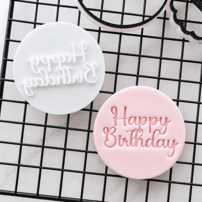 111 Happy Birthday Cookie Stamp | Classic Script Design