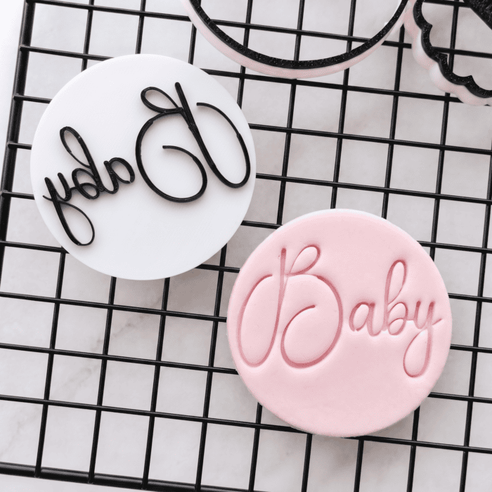 2 Baby Cookie Stamp | Minimal Script Fondant Embosser