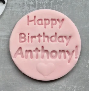 Personalised Happy Birthday Name Cookie Stamp | Heart Design