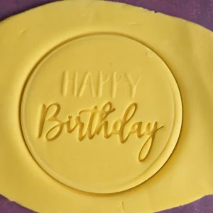 Happy Birthday Cookie Stamp | Debossed Script Design