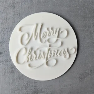 Merry Christmas Calligraphy Cookie Stamp | Fondant Embosser