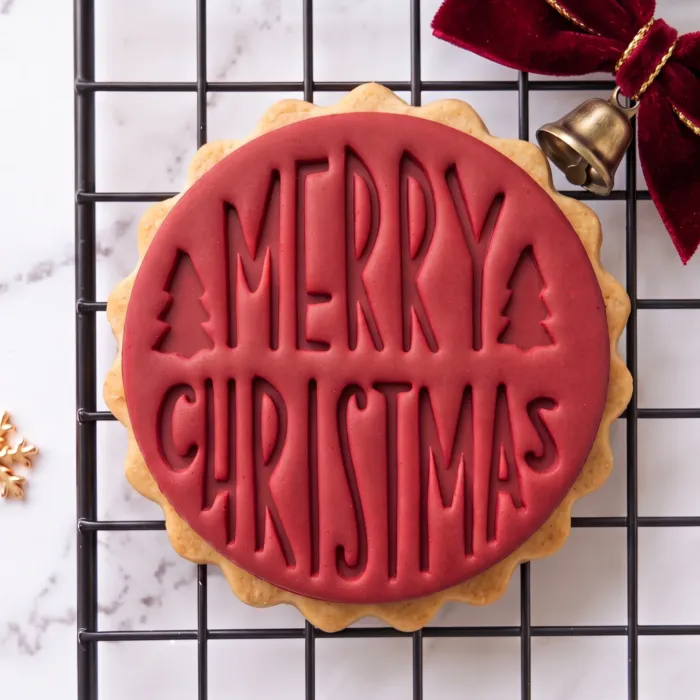 Merry Christmas Cookie Stamp Disc (1) Merry Christmas cookie stamp typography fondant embosser