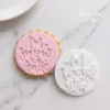 I’m Snow Cute Christmas cookie stamp with pink fondant impression and round cutter