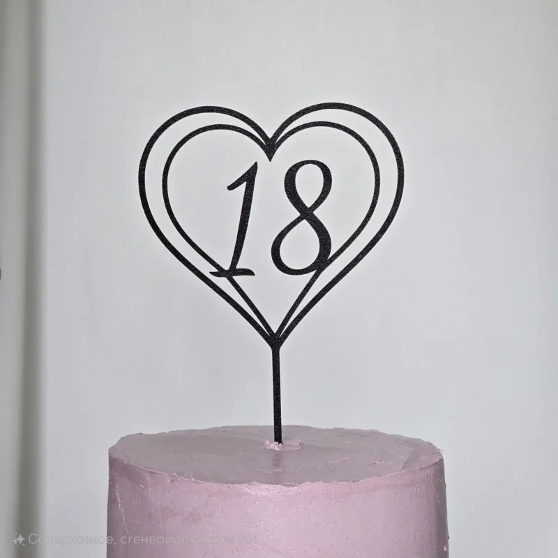 Personalised Heart Any Age 18, 21 Cake Topper
