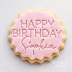 Personalised Happy Birthday Name Cookie Stamp | Script Design