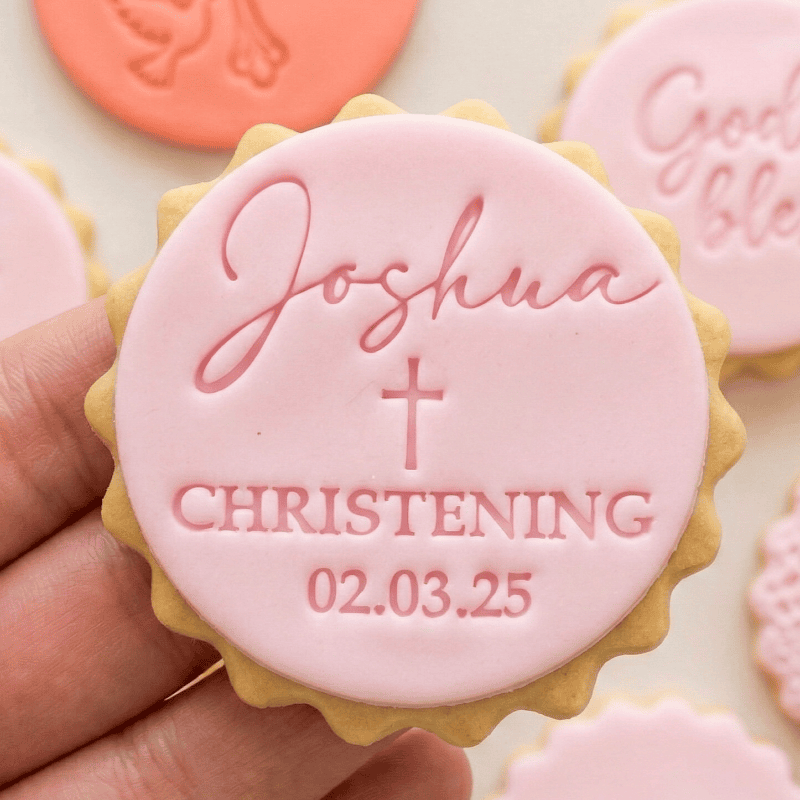 Personalised Christening Name & Date Cookie Stamp Personalised Christening Name & Date Cookie Stamp