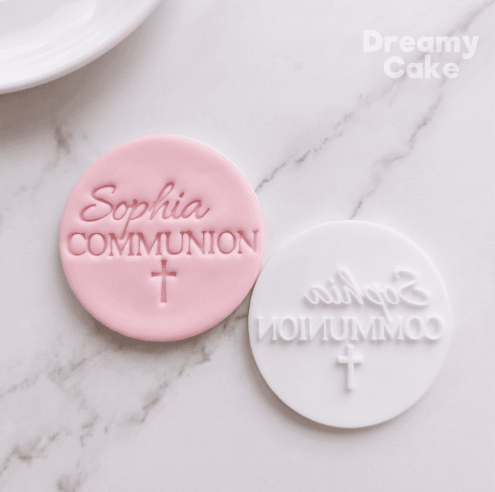 Personalised Communion Name Cookie Stamp | Cross Design