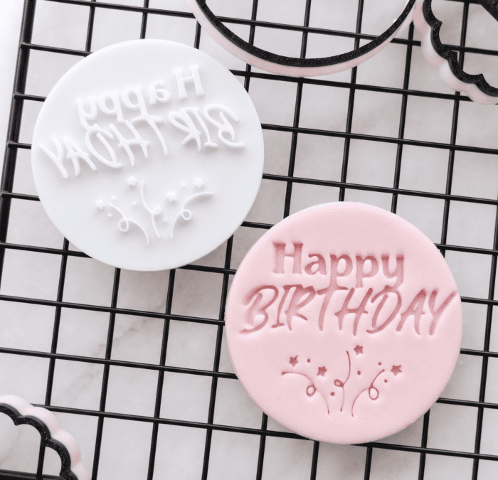 hb_star Happy Birthday Confetti Cookie Stamp | Fondant Embosser