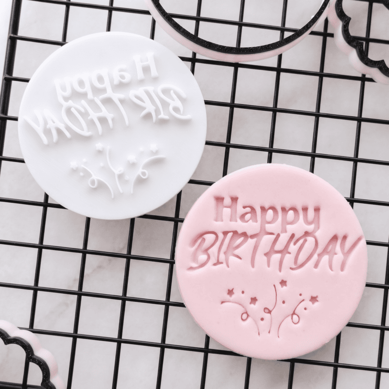 Happy Birthday Confetti Cookie Stamp | Fondant Embosser