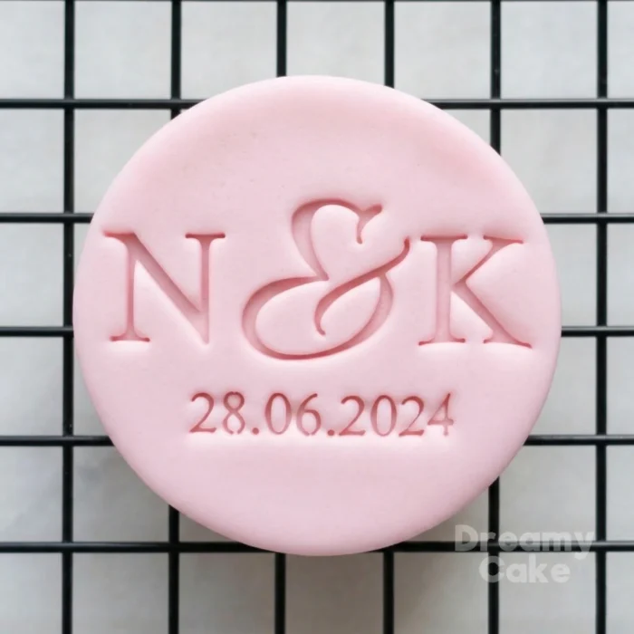 Custom Wedding Cookie Stamp Initials & Date |