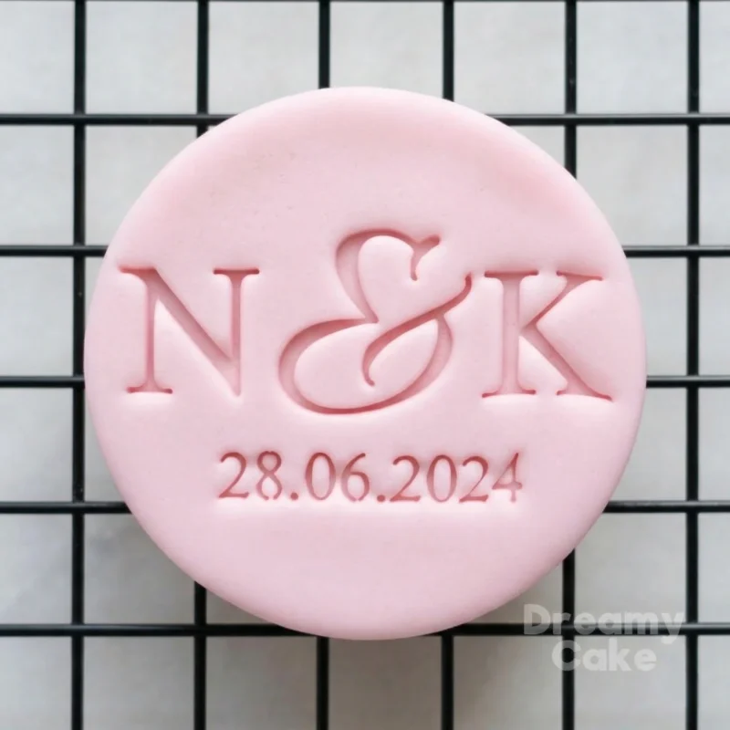 Custom Wedding Cookie Stamp Initials & Date |