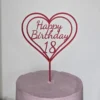 Happy Birthday Heart Cake Topper