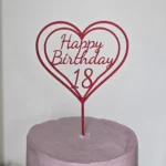 Happy Birthday Heart Cake Topper