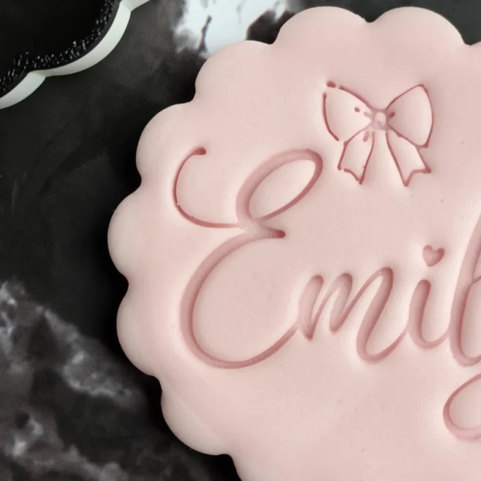 Custom Cookie Stamp with Name and Bow