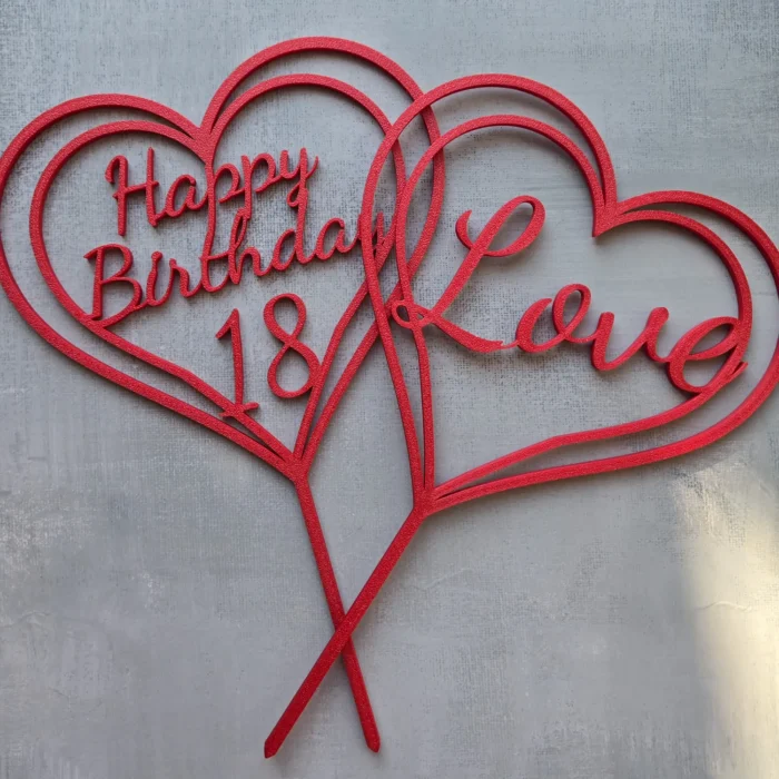 Happy Birthday Heart Cake Topper