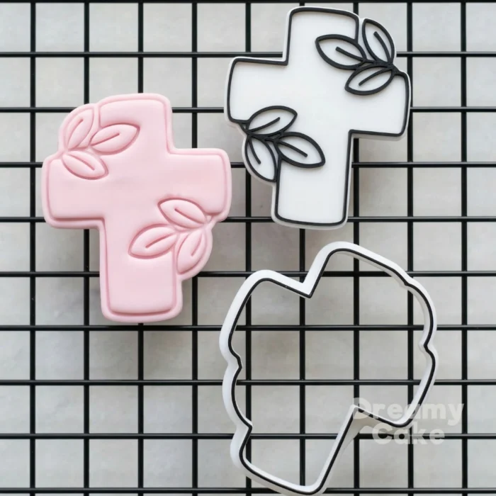Cross Cookie Stamp with Leaves
