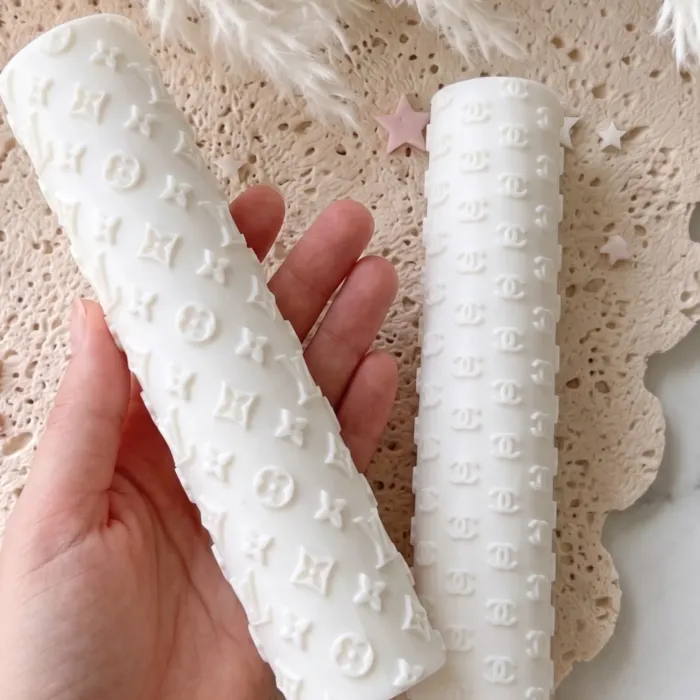 decorative-pattern-embossing-rolling-pin (2) Fashion Logo Embossing Rolling Pin | Fondant Icing Cake Decorating Roller