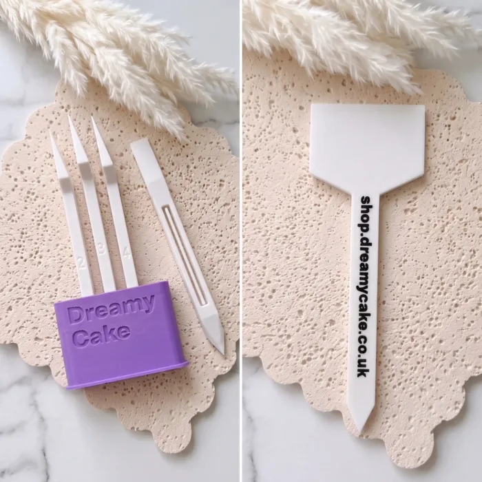 personalised-cake-scraper-set-holder (3) Personalised Cake Decorating Scraper Set with Holder | 5 Piece Two-Tone Set