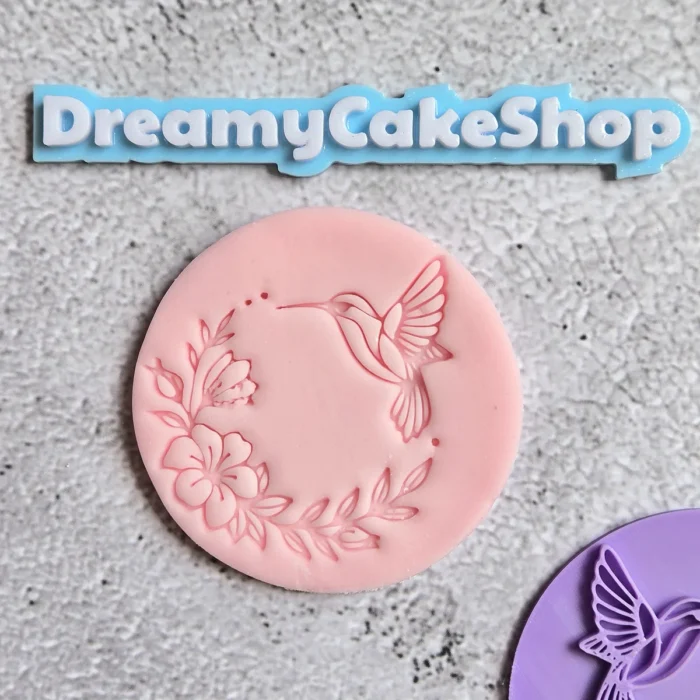 Floral Cookie Stamp - Hummingbird Fondant Embosser | Custom Wedding/Birthday Biscuit | Embossers fondant icing