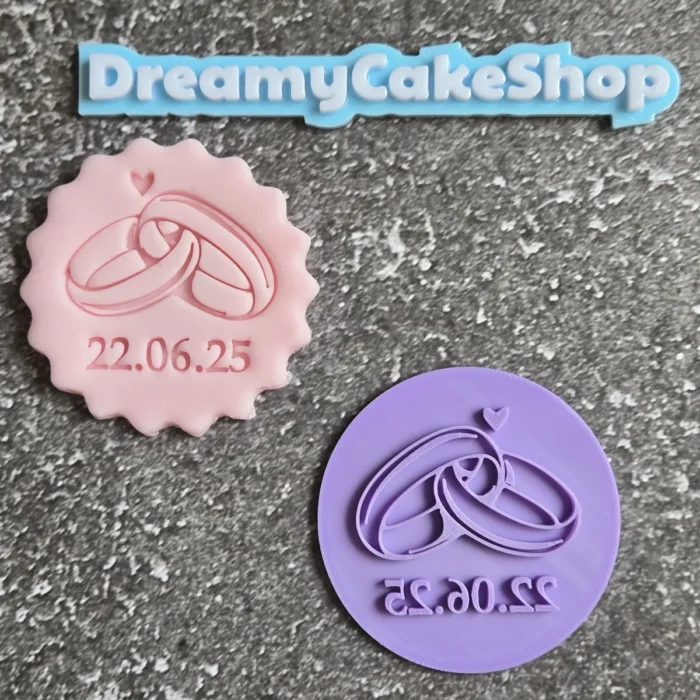 Wedding Rings Cookie Stamp with Date