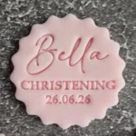 Personalised Christening Cookie Stamp – Custom Name Date Fondant Embosser Cupcake
