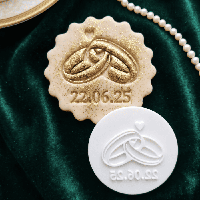 Personalised Wedding Rings & Date Cookie Stamp (2) Personalised Wedding Rings & Date Cookie Stamp