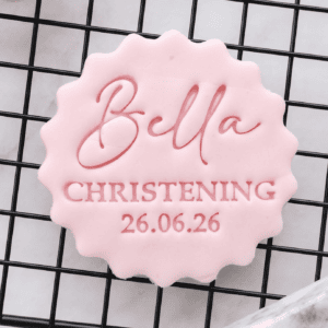 Personalised Christening Name & Date Cookie Stamp | Script Design