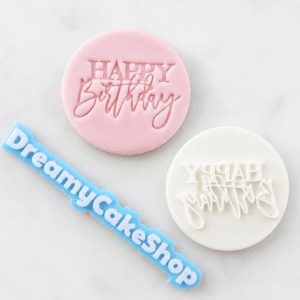 Happy Birthday Layered Script Cookie Stamp | Fondant Embosser