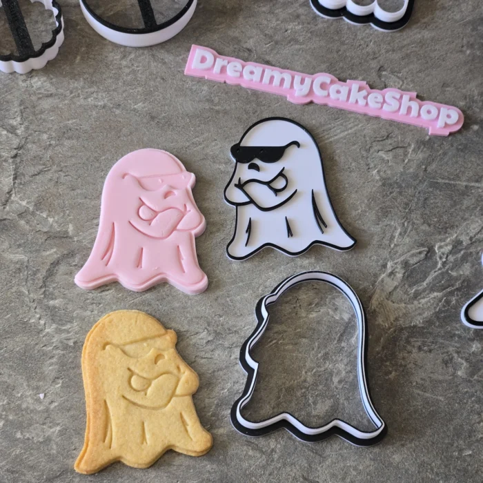 Ghost with Glasses Halloween Cookie Cutter & Stamp Set | Halloween Fondant Cookie Embosser| 3D Printed Cutter | Sugar Cookie Tool