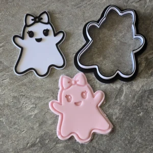 Girly Ghost with Bow Cookie Cutter & Embosser Set