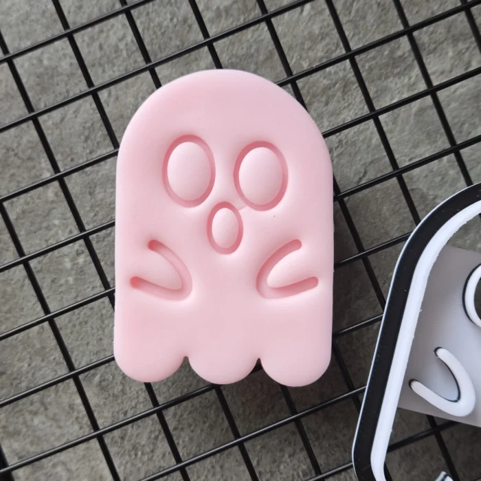 Spooky Ghost Cookie Cutter with Embosser Stamp | Halloween Baking Set | Sugar Cookie Decoration Tool