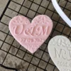 Personalised MR & MRS Heart Sharped Cookie Stamp with Date | Custom Wedding Biscuit | Embossers fondant / cupcakes icing