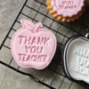 Thank You Teacher Apple Cookie Cutter & Stamp Set | Teacher Appreciation | Custom Fondant Embosser | School Bus, Pencil, Apple Baking Tools