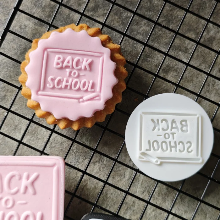 Back to School Cookie Cutter & Stamp Set | Teacher Appreciation | Custom Fondant Embosser | School Bus, Pencil, Apple Baking Tools
