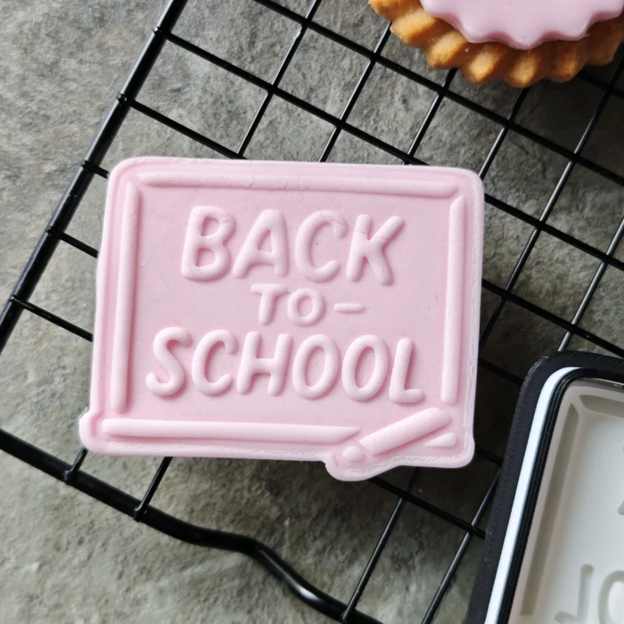 Back to School Cookie Cutter & Stamp Set | Teacher Appreciation | Custom Fondant Embosser | School Bus, Pencil, Apple Baking Tools