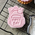 Backpack First Day Cookie Cutter & Stamp Set | Teacher Appreciation | Custom Fondant Embosser | School Bus, Pencil, Apple Baking Tools