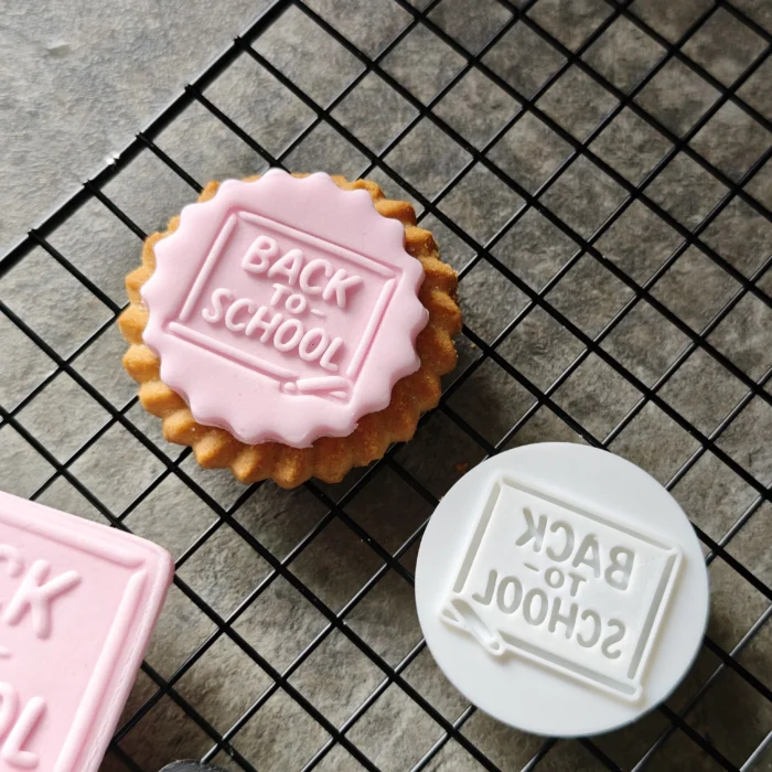 Back to School Cookie Cutter & Stamp Set | Teacher Appreciation | Custom Fondant Embosser | School Bus, Pencil, Apple Baking Tools