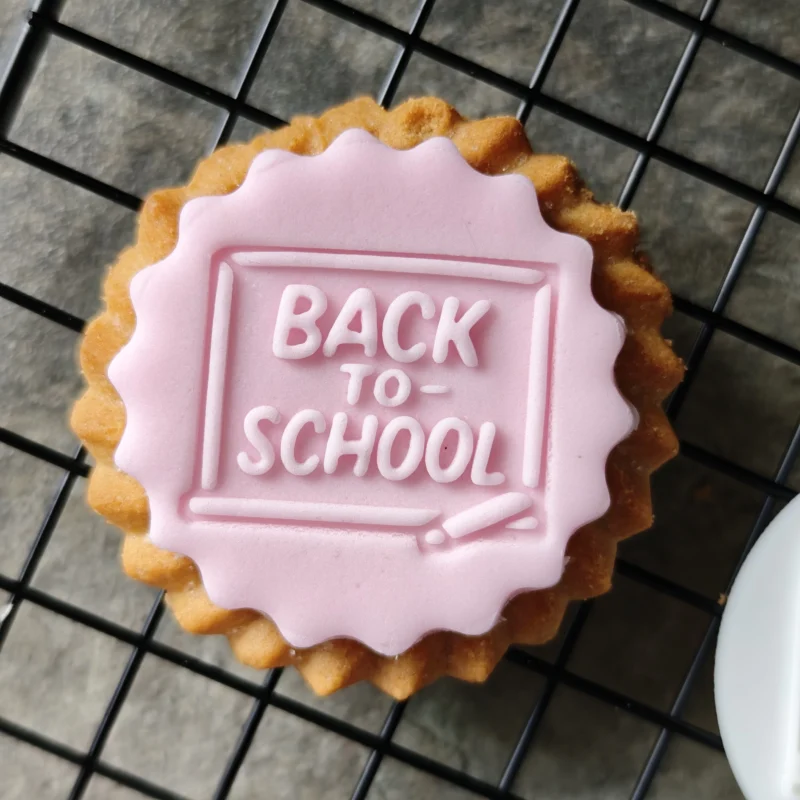 Back to School Cookie Cutter & Stamp Set | Teacher Appreciation | Custom Fondant Embosser | School Bus, Pencil, Apple Baking Tools