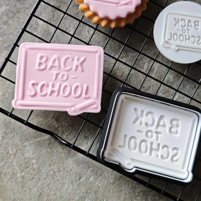 Back to School Cookie Cutter & Stamp Set | Teacher Appreciation | Custom Fondant Embosser | School Bus, Pencil, Apple Baking Tools