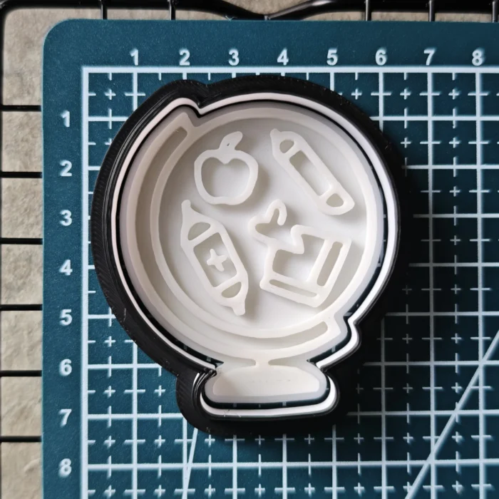 IMG_20250810_222627 Globe Cookie Cutter & Stamp Set | Teacher Appreciation | Custom Fondant Embosser | School Bus, Pencil, Apple Baking Tools