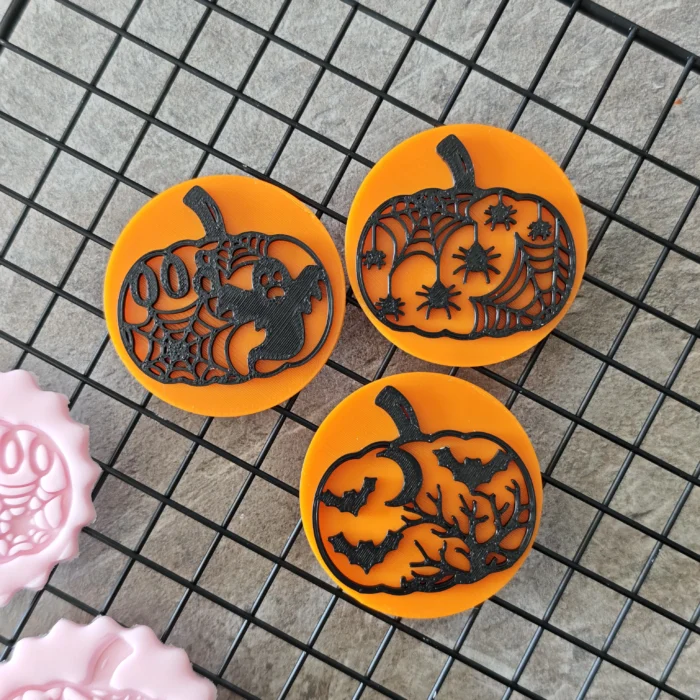 Pumpkin Halloween Cookie Cutter & Stamp Set of 3
