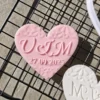 Personalised MR & MRS Heart Sharped Cookie Stamp with Date | Custom Wedding Biscuit | Embossers fondant / cupcakes icing