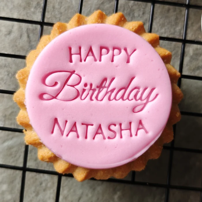 Personalised Happy Birthday Cookie Stamp with Name | Custom Fondant Embosser – Birthday Party Cookie Cutter Topper - M&S Baby Shower