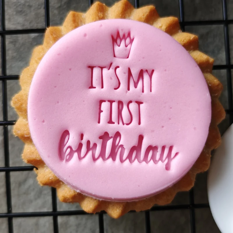 CUSTOM Happy Birthday Cookie Stamp with Name | Custom Fondant Embosser – Birthday Party Cookie Cutter Topper - M&S Baby Shower