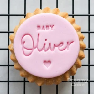 Personalised Baby Name Cookie Stamp | Minimal Heart Design
