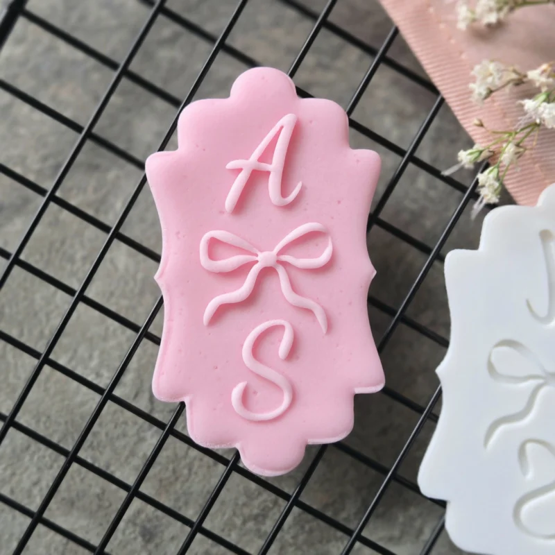 Custom Plaque Fondant Embosser with Initials & Bow