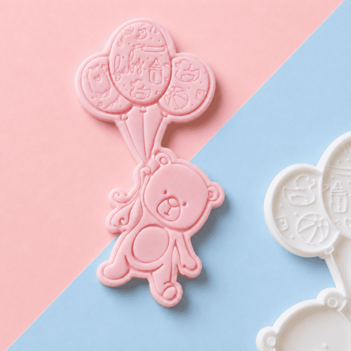 2 Teddy Bear with Balloons Cookie Cutter & Embosser Set