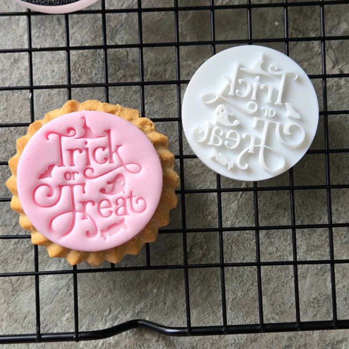 Trick or Treat Cookie Stamp: Halloween Embosser, Spooky Baking Tool