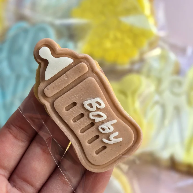 Baby Bottle Cookie Cutter & Embosser | Baby Shower Biscuit Set | Feeding Bottle Cookie Tool, UK