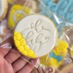 Oh Baby Fondant Embosser | Baby Shower Cookie Stamp | Script Round with Cutter Option Stencil M&S biscuit